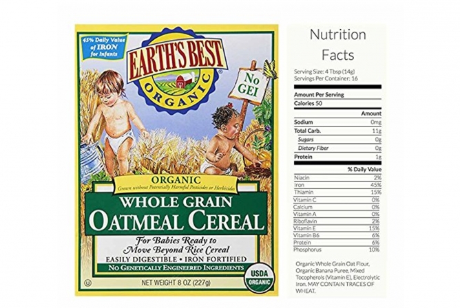 nutritional value of baby cereal